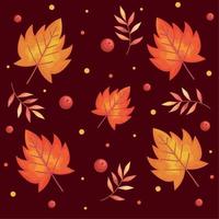 autumn leafs plants and branches foliage pattern vector