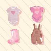 paquete de cuatro iconos de set de baby shower vector