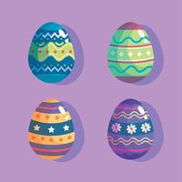 happy easter celebration bundle of four eggs vector