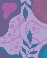 purple abstrac organic shape with leafs background vector