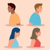 interracial four persons vector