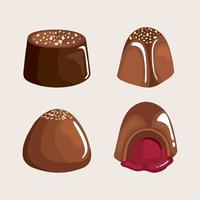 cuatro iconos de chocolate vector