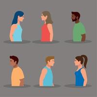 interracial six persons vector