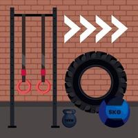 crossfit equipment scene vector