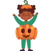 girl with pumpkin disguise vector