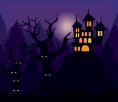 haunted forest and castle vector