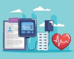 four hypertension disease icons vector