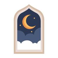 crescent moon in muslim frame vector