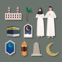 ten muslim culture icons vector