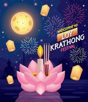 cartel del festival loy krathong vector