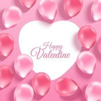 Pink Valentine's Day background with 3d realistic balloons on pink background vector