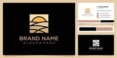 Land and sun logo design concept vector