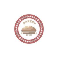 Bakery logo design with flat style of bakery and leaf wheat circle vector illustration