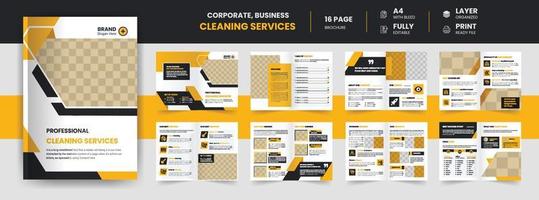 16 Page cleaning service business company brochure vector