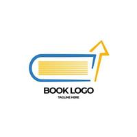 plantilla de diseño de libro de logotipo con ilustración de vector de flecha