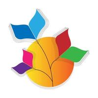 Leaf book logo with full moon. Colorful leaves of a book logo template. Suitable for book store, kindergarten, laboratorium and education branding identity