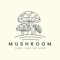mushroom farm line logo vector template illustration design. organic product food logo concept