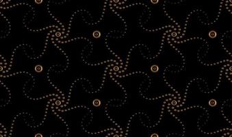 Seamless gold halftone spiral pattern background. Radial speed lines in circle stars shape. Luxury black background. Vector illustration. Golden Starburst round symbol. Circular Sun design element