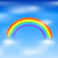 icono de arco iris aislado sobre fondo de cielo azul vector