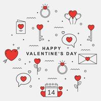 set of valentine's day icon on white background vector