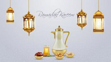 Ramadan kareem greeting card template islamic with geomteric pattern. vector illustration