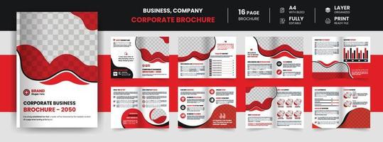 16 Page Corporate business presentation guide company profile, Annual report, minimalist brochure design template, A4 size. vector