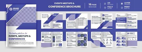 Informe anual de la empresa comercial moderna de 16 páginas, reuniones de eventos y diseño de folletos de conferencias vector