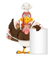 Funny cartoon character Thanksgiving Turkey bird vector