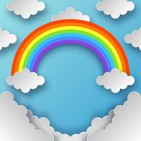 icono de arco iris aislado sobre fondo de cielo azul vector
