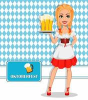 Oktoberfest. Young girl wearing Bavarian costume vector