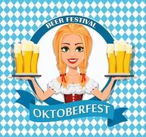 Oktoberfest. Young girl wearing Bavarian costume vector