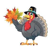 Happy Thanksgiving. Funny cartoon turkey bird vector