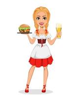 Oktoberfest. Young girl wearing Bavarian costume vector