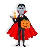 feliz Halloween. guapo vampiro de dibujos animados vector