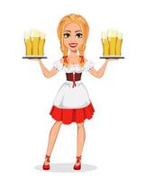 Oktoberfest. Young girl wearing Bavarian costume vector