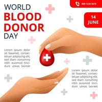 World Blood donor Day, 14th June Illustration Of Blood Donation Concept Design for Banner and Flyer. Vector Illustration