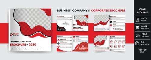 Professional and creative corporate business square brochure minimalist design print template 8 pages
