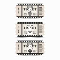 Ticket set, movie ticket, retro style vector