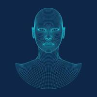 Ai digital brain. Artificial intelligence concept. Human head in robot digital computer interpretation.head concept. vector