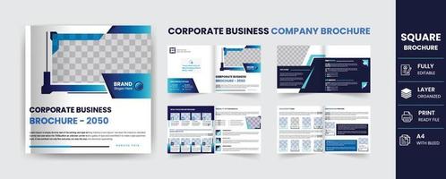 Corporate square business brochure design template 8 pages, annual report and cover page design vector