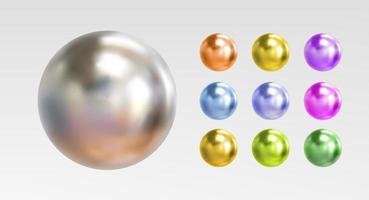 Set of colorful spheres isolated on white background. 3d color metal ball vector. vector