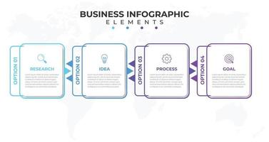 vector de plantilla de diseño de infografía empresarial con iconos y 4 cuatro opciones o pasos. se puede utilizar para diagramas de procesos, presentaciones, diseño de flujo de trabajo, pancartas, diagramas de flujo, gráficos de información