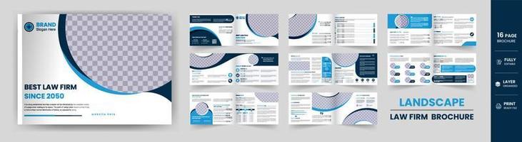 16 Page corporate law Firm service consultation business landscape company profile report template design vector