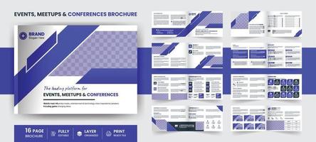 16 Page landscape Conference modern business, company profile, annual report, event meetups template vector