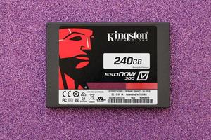 TERNOPIL, UKRAINE - JUNE 20, 2022 Kingston ssdNOW 300 SSD solid state drive storage 240gb assembled in Taiwan under the Kingston Technology Corporation photo