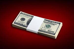 Bundle of US dollar bills isolated on white. Pack of american money with high resolution on perfect white background photo