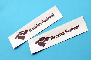 TERNOPIL, UKRAINE - MAY 20, 2022 Brazilian Receita Federal logo printed on paper. Receita Federal is the Brazilian federal revenue service agency and a secretariat of Ministry of the Economy photo