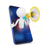 man with megaphone from smartphone photo