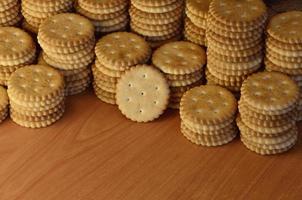 Classic round salted crackers photo