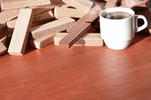 Coffee cup and waffels photo